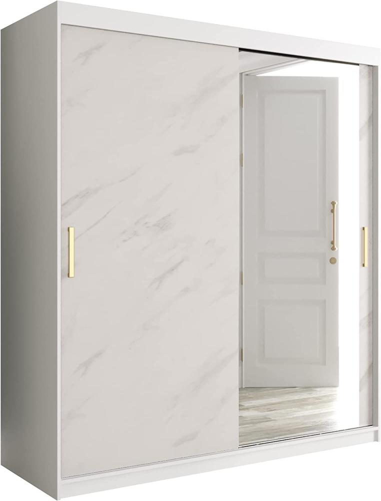 Kleiderschrank Kamoga T2 180 (Weiß / Marmor Weiß + Gold, mit Schubladen) Bild 1