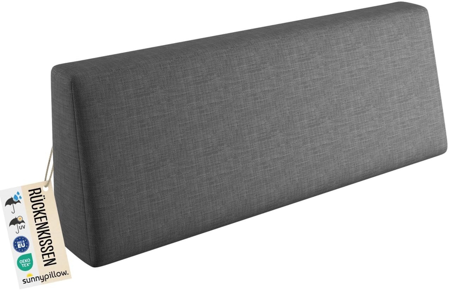 sunnypillow Rückenkissen Palettenkissen mit abnehmbarem Bezug Rückenkissen 120x40x20/10cm, Anthrazit UV Bild 1