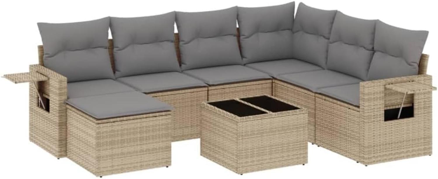 vidaXL 8-tlg. Garten-Sofagarnitur mit Kissen Beige Poly Rattan 3252846 Bild 1