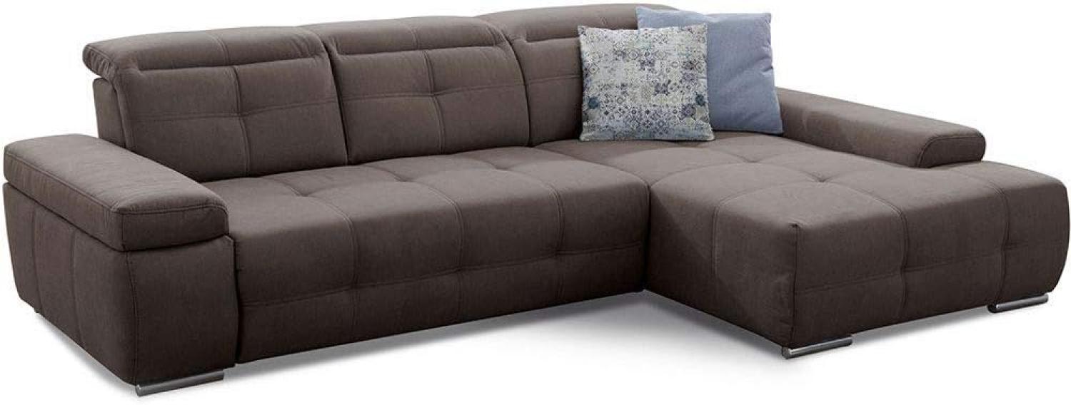 Cavadore Schlafsofa Mistrel mit XL-Longchair, Ecksofa mit leichter Fleckentfernung dank Soft Clean, geeignet für Haushalte mit Kindern, Haustieren, 273 x 77 x 173, braun Bild 1