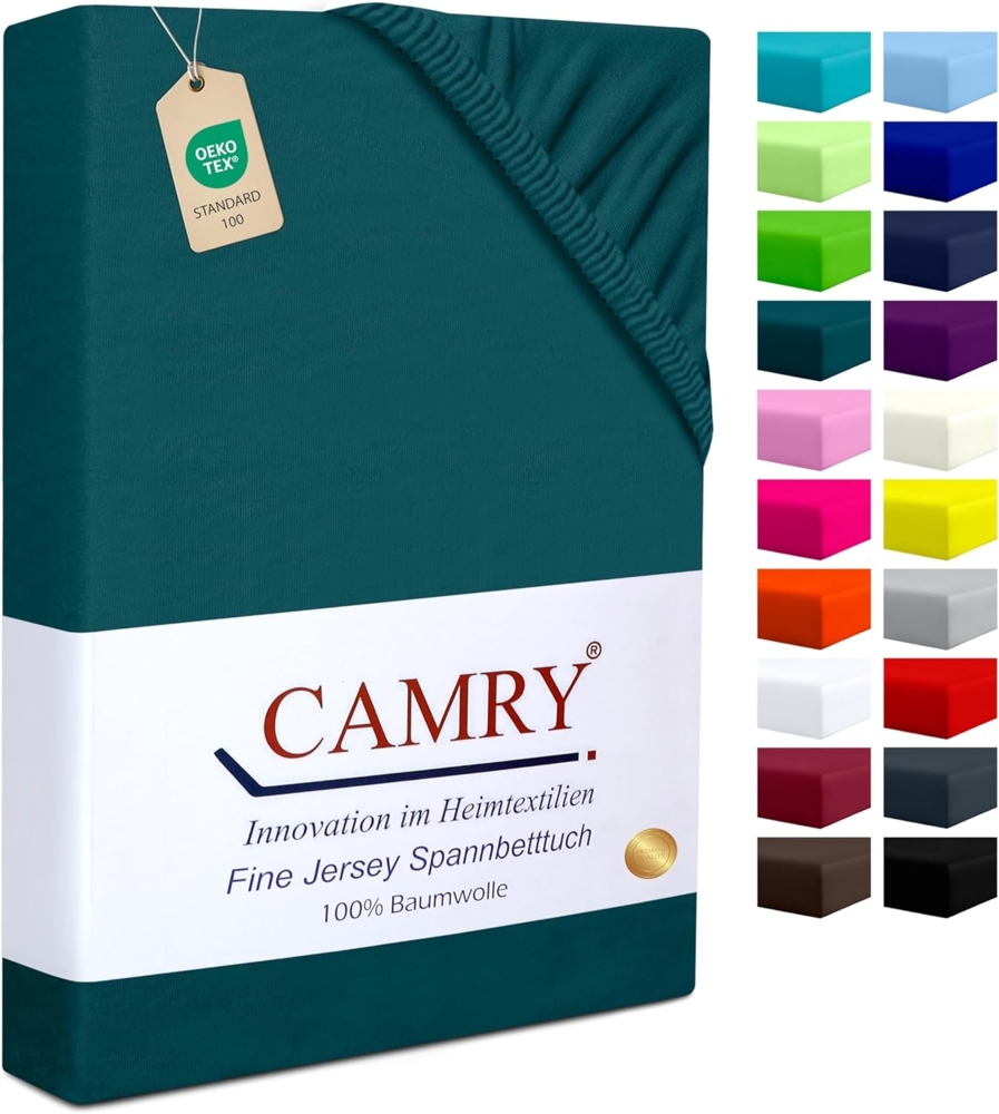 Camry Spannbettlaken CLASSIC, Jersey Baumwolle, Gummizug: rundum, viele Farben, alle Matratzenhöhen, Bettlaken, Spannbetttuch Bild 1