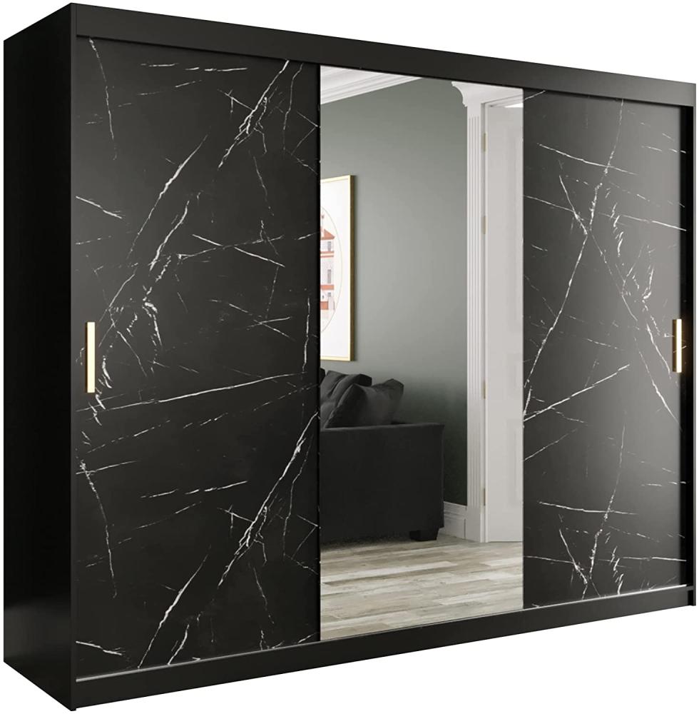 Kleiderschrank Kamoga T1 250 (Schwarz / Marmor Schwarz + Gold, mit Schubladen) Bild 1