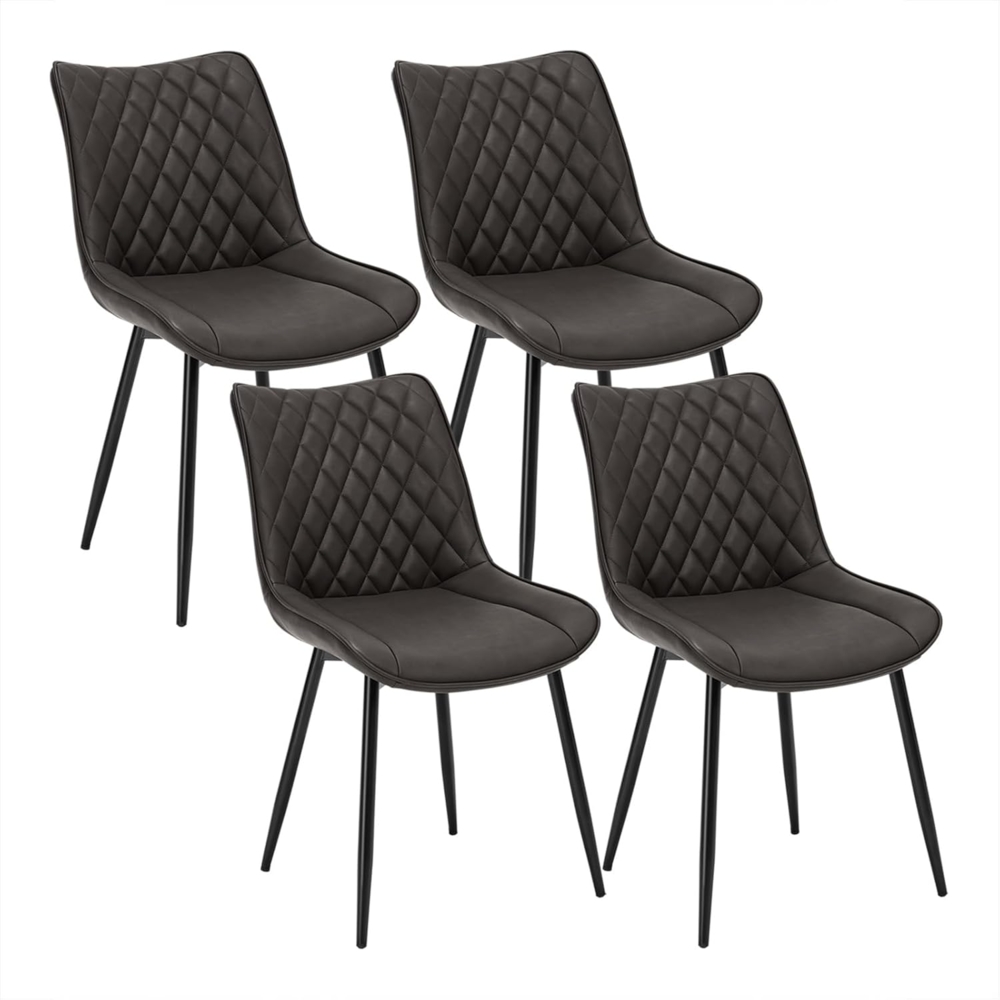 WOLTU 4 x Esszimmerstühle 4er Set Esszimmerstuhl Küchenstuhl Polsterstuhl Design Stuhl mit Rückenlehne, mit Sitzfläche aus Kunstleder, Gestell aus Metall, Antiklederoptik, Anthrazit, BH210an-4 Bild 1
