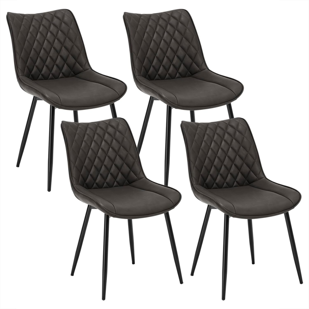 WOLTU 4 x Esszimmerstühle 4er Set Esszimmerstuhl Küchenstuhl Polsterstuhl Design Stuhl mit Rückenlehne, mit Sitzfläche aus Kunstleder, Gestell aus Metall, Antiklederoptik, Anthrazit, BH210an-4 Bild 1