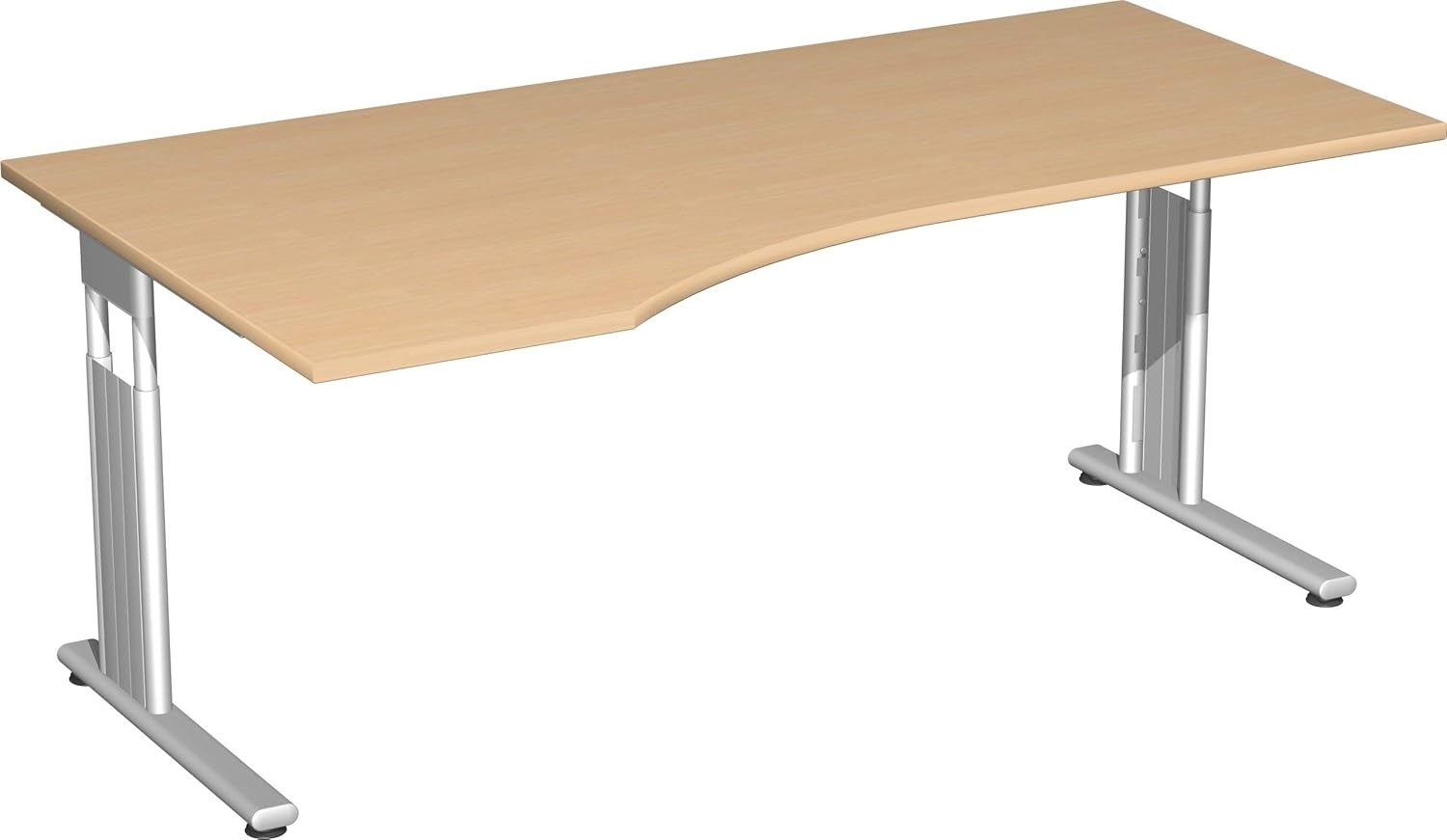 'C Fuß Flex' PC-Schreibtisch, links, höhenverstellbar, Buche/ Silber, 68-82 x 180 x 100 cm Bild 1