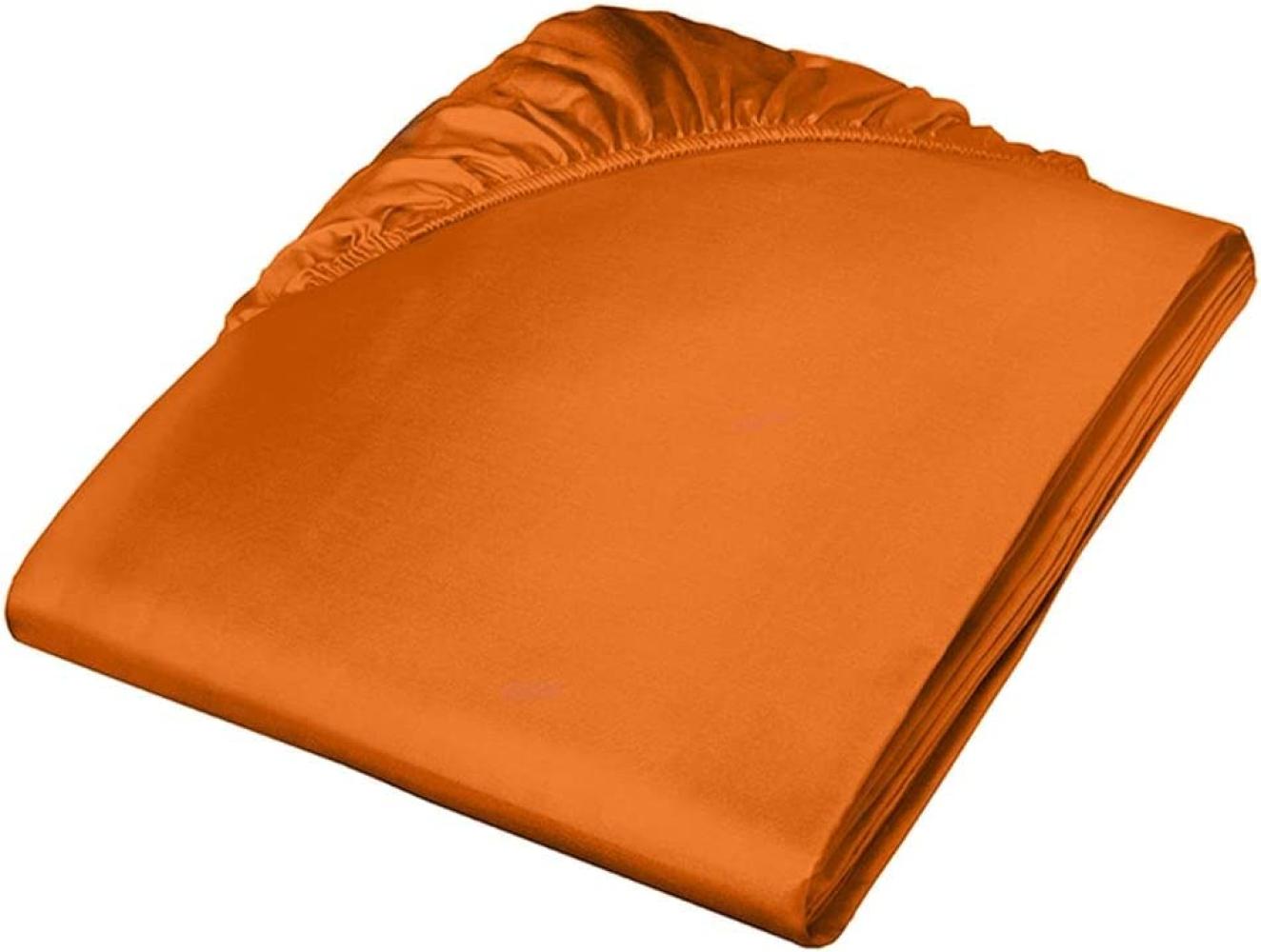 Fleuresse Mako-Satin-Spannlaken colours Farbe orange 2044 160x200 Bild 1