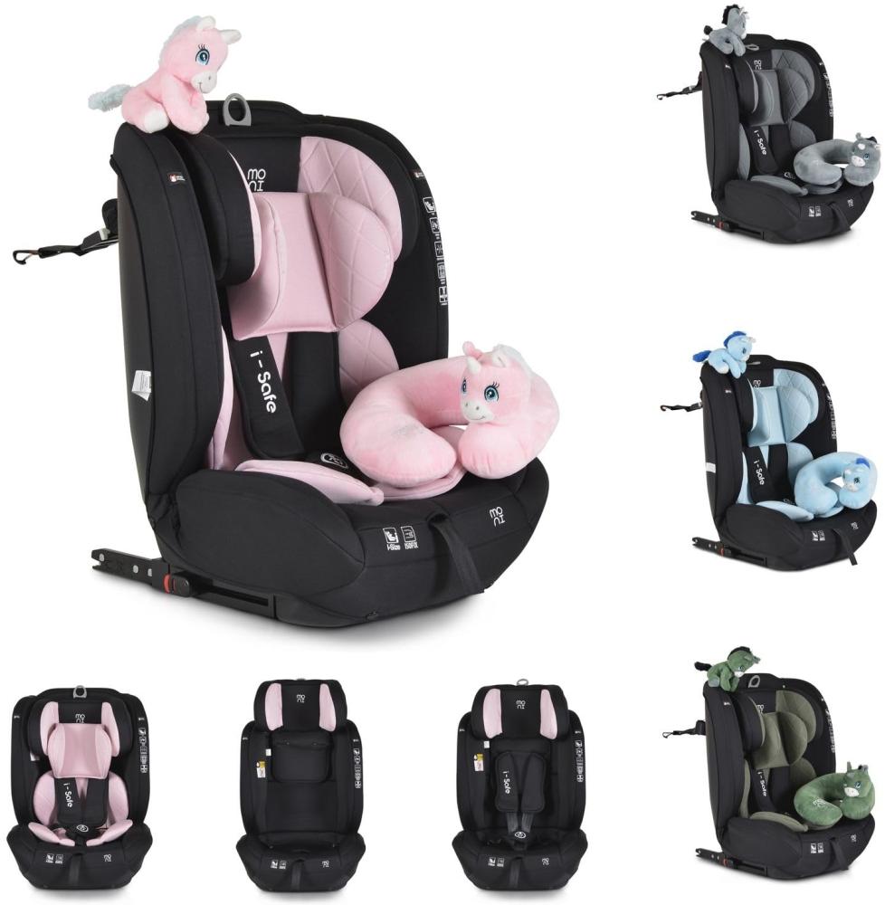 Moni Kindersitz i-Size i-Safe (76-150cm) Isofix, Top Tether, 13-fach verstellbar rosa Bild 1