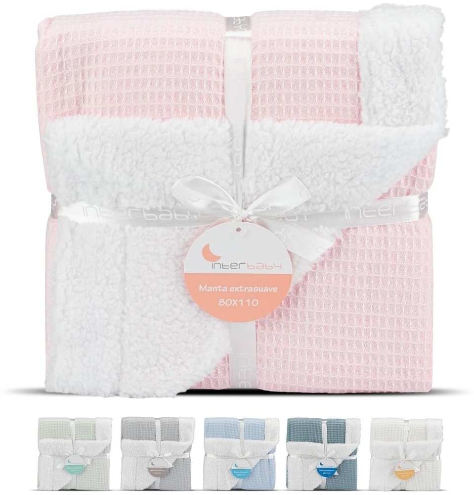 Babydecke in Waffel Piqué - rosa Bild 1