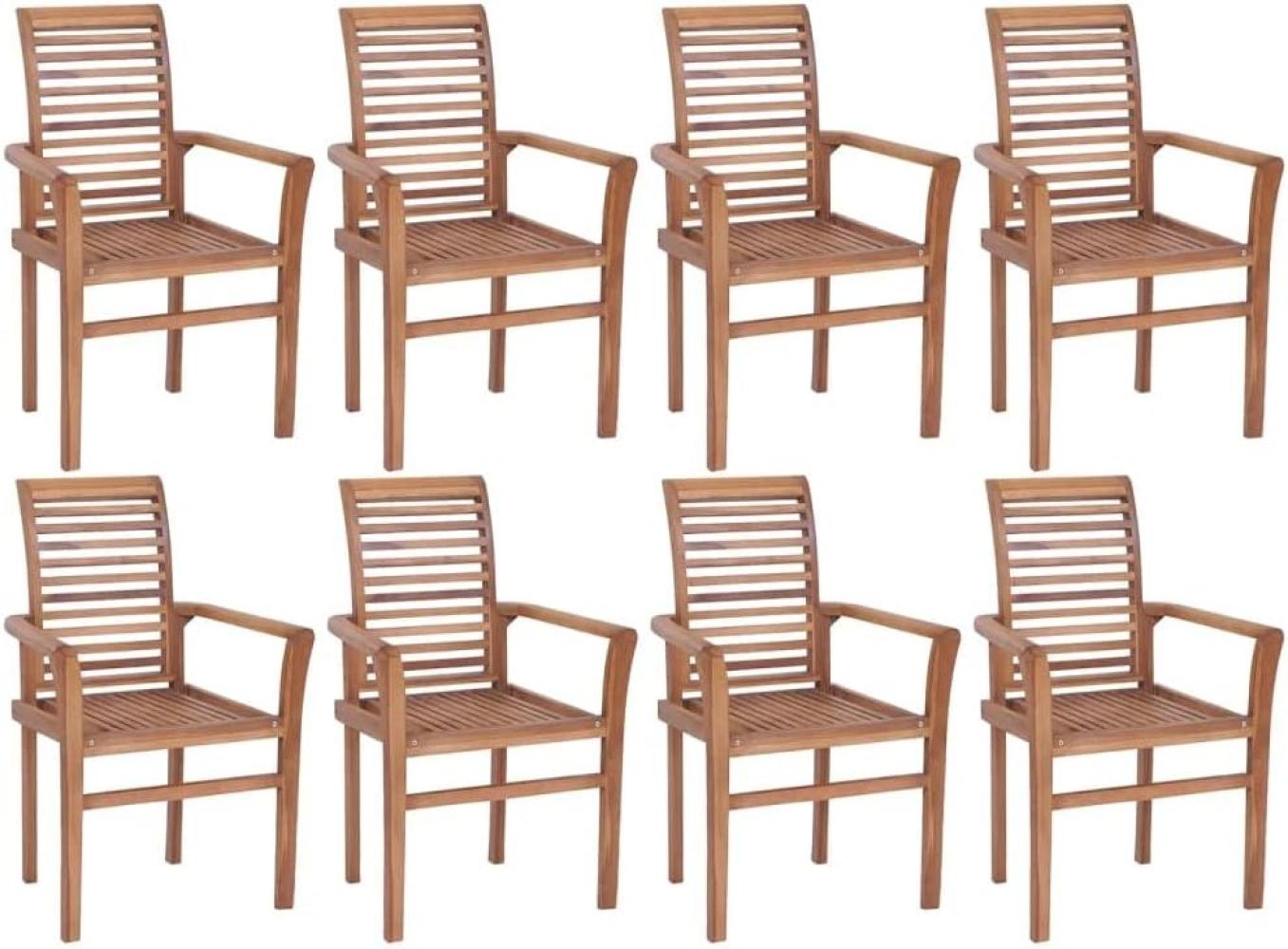 vidaXL Essstühle 8 Stk. Stapelbar Teak Massivholz Bild 1