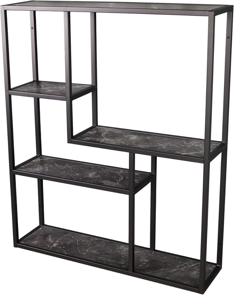 riess-ambiente Wandregal SLIM LINE 95cm graphit / schwarz, Einzelartikel 1-tlg, Wohnzimmer · Marmor-Design · Metall · eckig · 5 Fächer · Industrial Bild 1