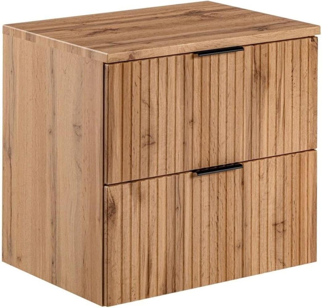 Lomadox Waschbeckenschrank ADELAIDE-56 Wotaneiche mit gerillter Front 60,6/59,2/46,5 cm Bild 1