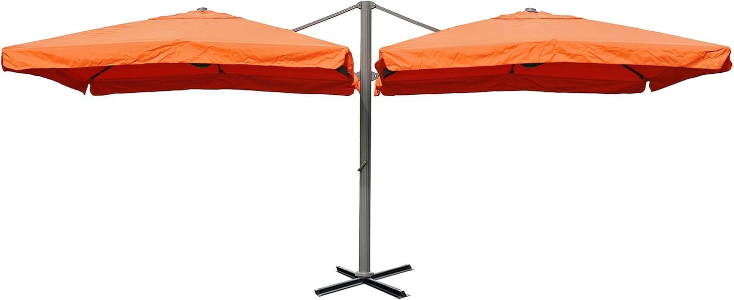 Gastronomie-Alu-Luxus-Doppel-Ampelschirm T44, Pergola-Markise-Effekt, 6,2x3m Polyester 50kg ~ terracotta Bild 1