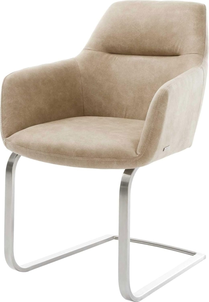 Freischwinger Pejo-Flex Mikrofaser Beige Vintage Freischwinger flach Edelstahl Taschenfederkern Bild 1