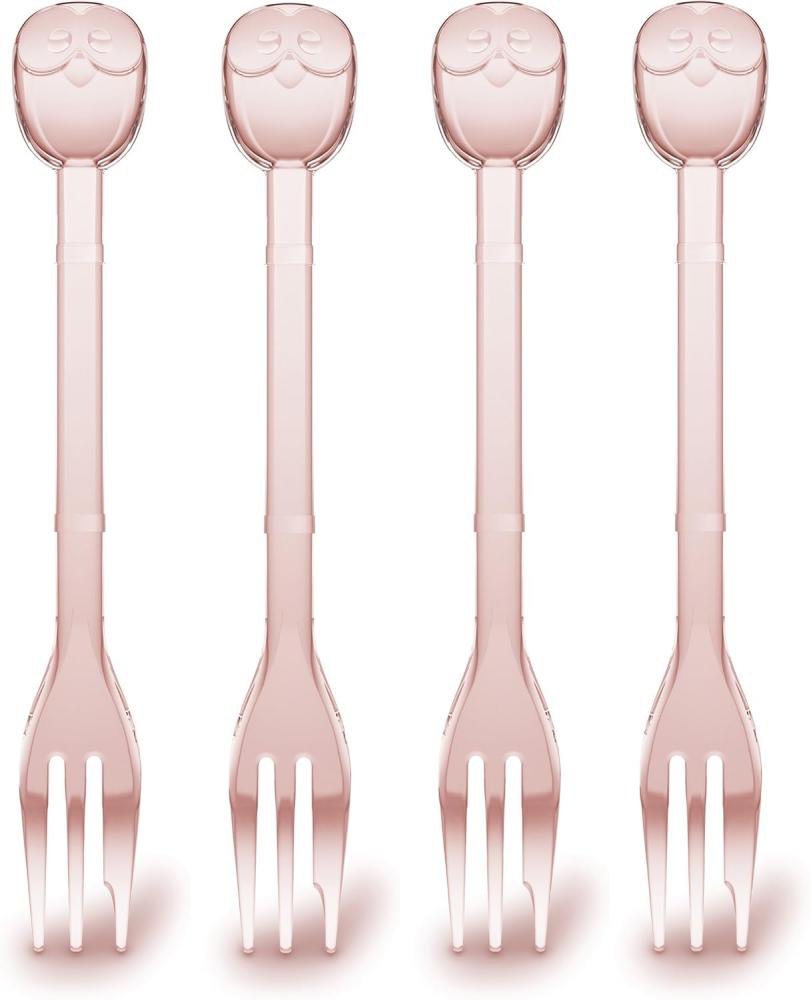 Koziol Elli, 4er Set, Kuchengabel, Besteck, Gabel, 15. 2 cm, Transparent Pink, 3296640 Bild 1