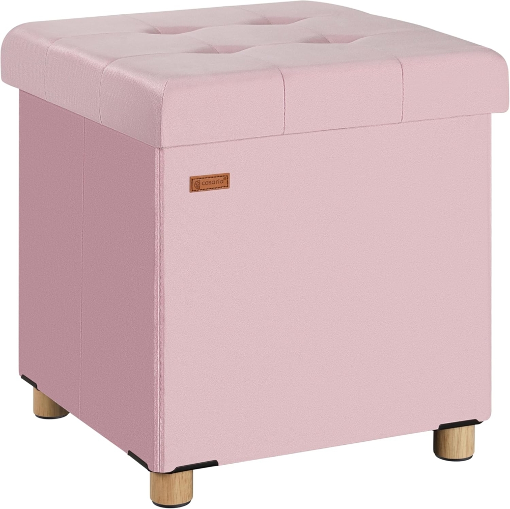 CASARIA® Sitzhocker mit Stauraum, Samt, rosa Bild 1