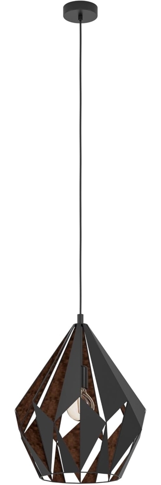 Eglo 49878 Hängeleuchte Vintage CARLTON 1 Stahl schwarz, kupfer E27 1X40W Ø38,5cm H:150cm dimmbar Bild 1