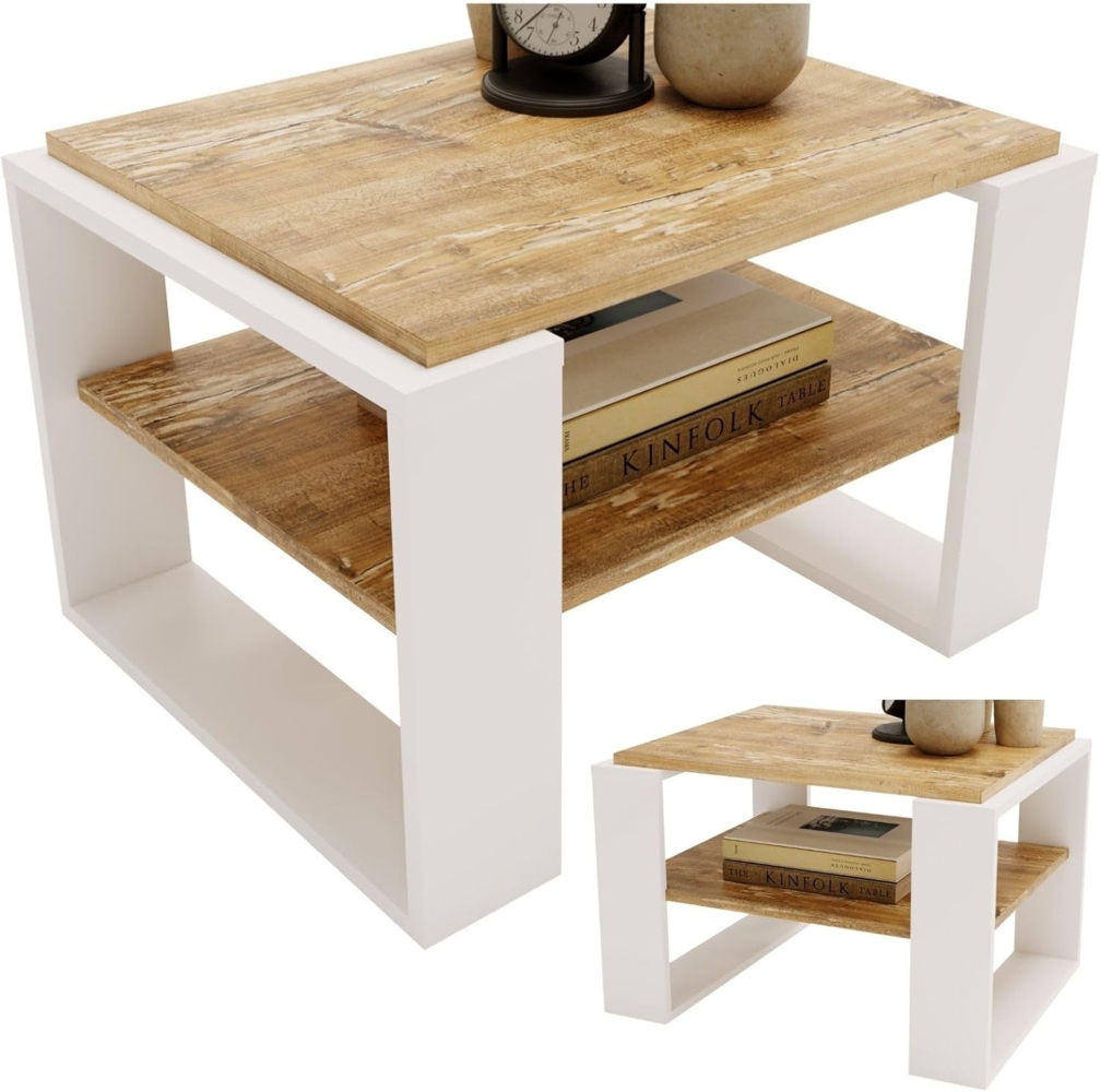 CraftPAK Couchtisch Wohnzimmertisch aus hochwertigem Holz - Couchtisch 54T x 63B x 44H cm Bild 1