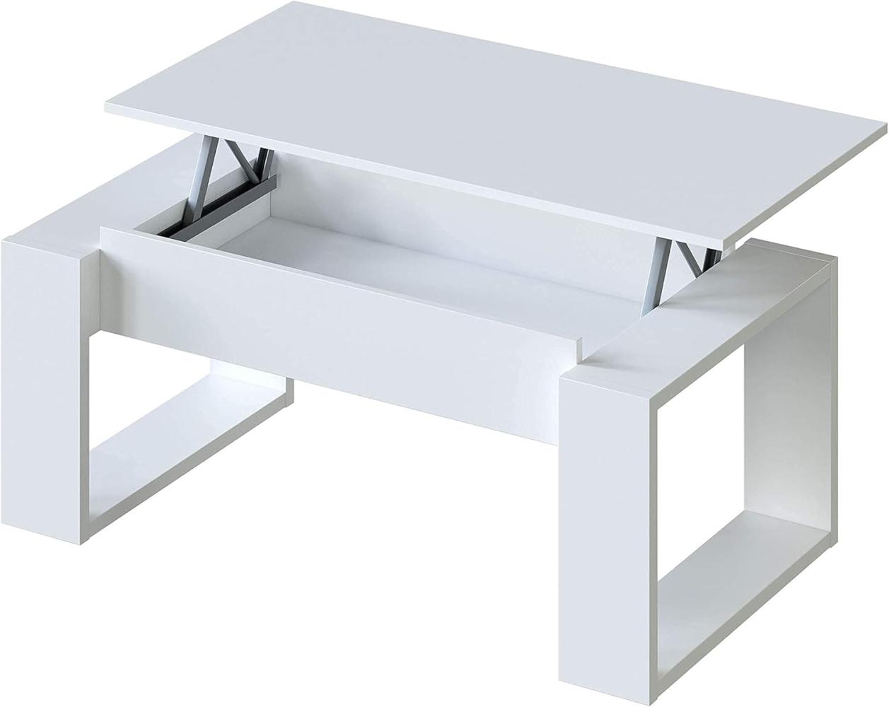 Habitdesign Erhöhender Couchtisch, Wohnzimmer, Esstisch, Nova Model, Artik White Finish, Maße: 105 cm (Länge) x 55 cm (Breite) x 45-54 cm (Höhe) Bild 1