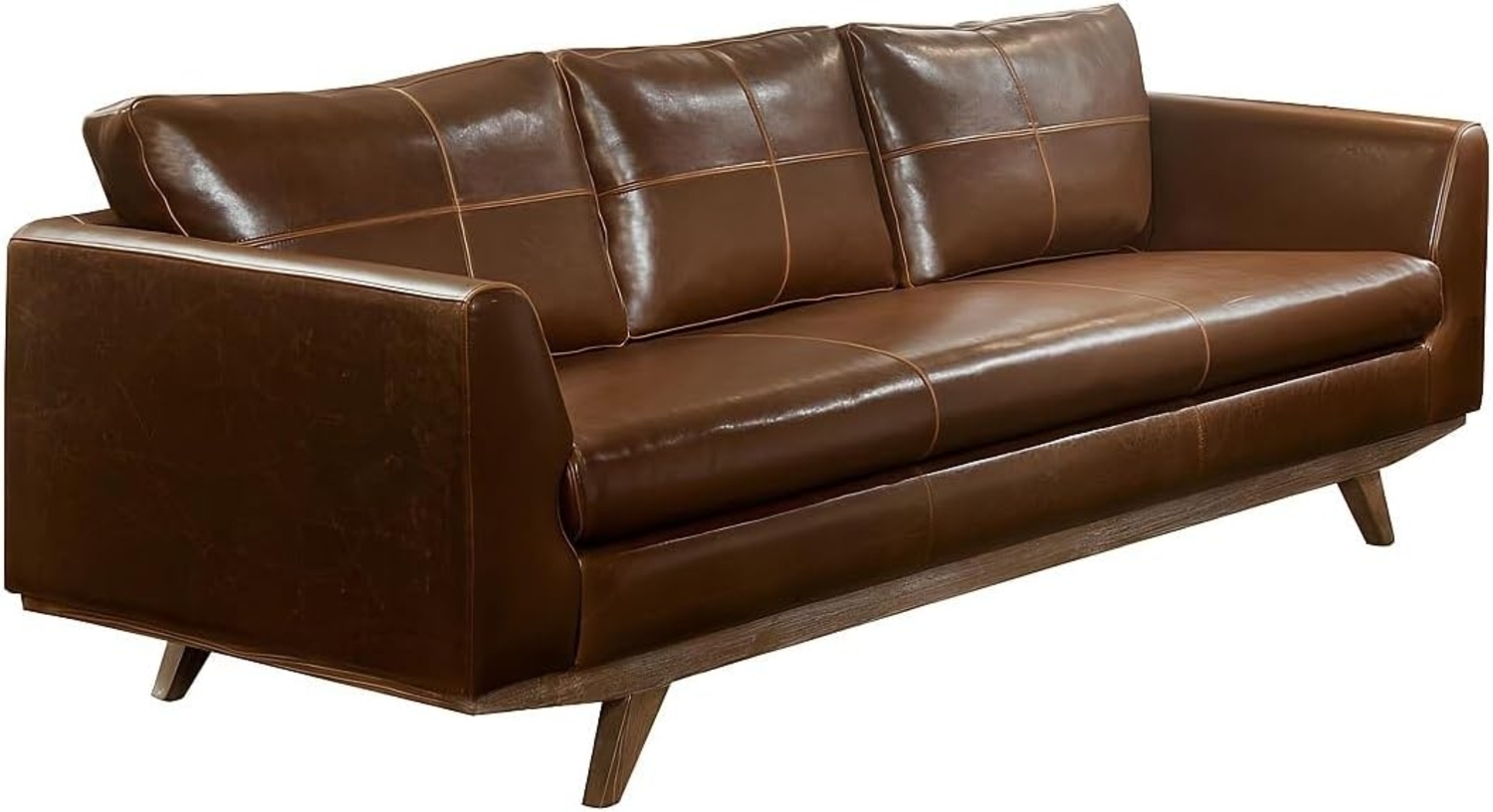 Vente-unique - Ledersofa Vintage 3-Sitzer - Braun - ALEGAN Bild 1