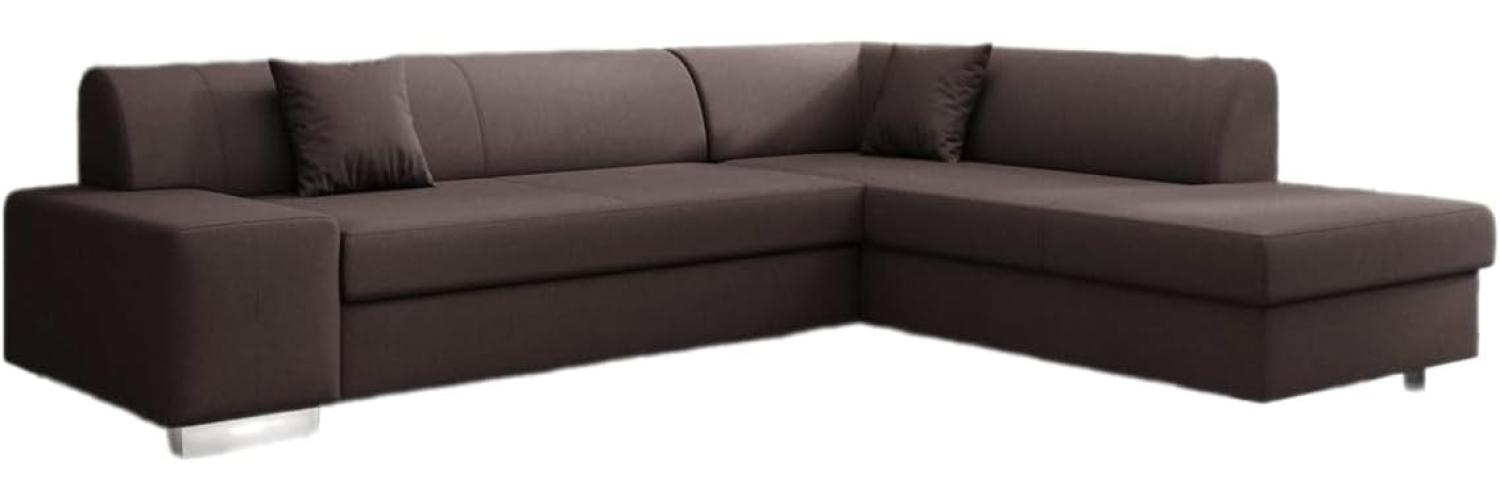 Designer Sofa Pina mit Schlaf- und Klappfunktion Stoff Dunkelbraun Rechts Bild 1