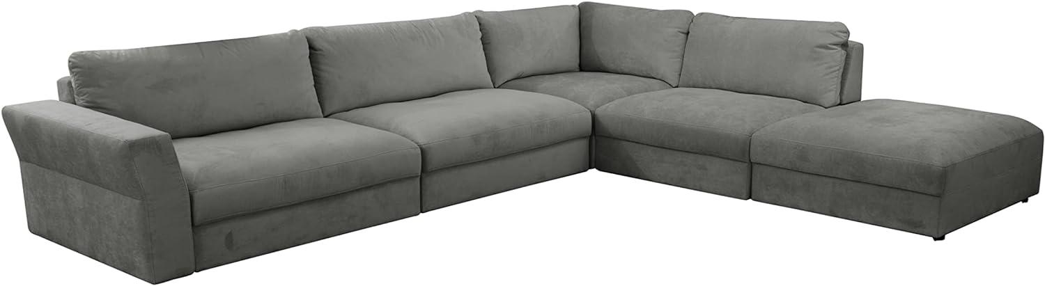 CAVADORE XXL-Ecksofa Cannes / Riesige, moderne Lounge-Couchgarnitur mit Sitztiefenverstellung / 359 x 80 x 294 / Flachgewebe, Grau Bild 1