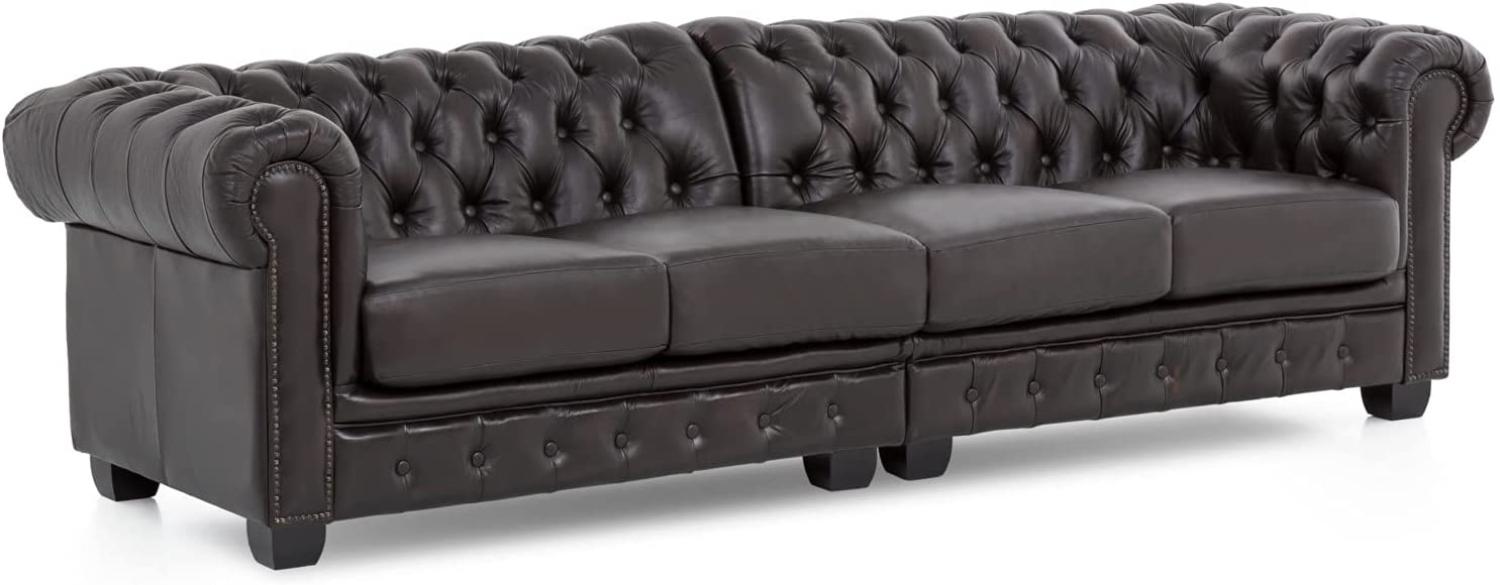 Sofa Chesterfield 4-Sitzer Echtleder braun Bild 1