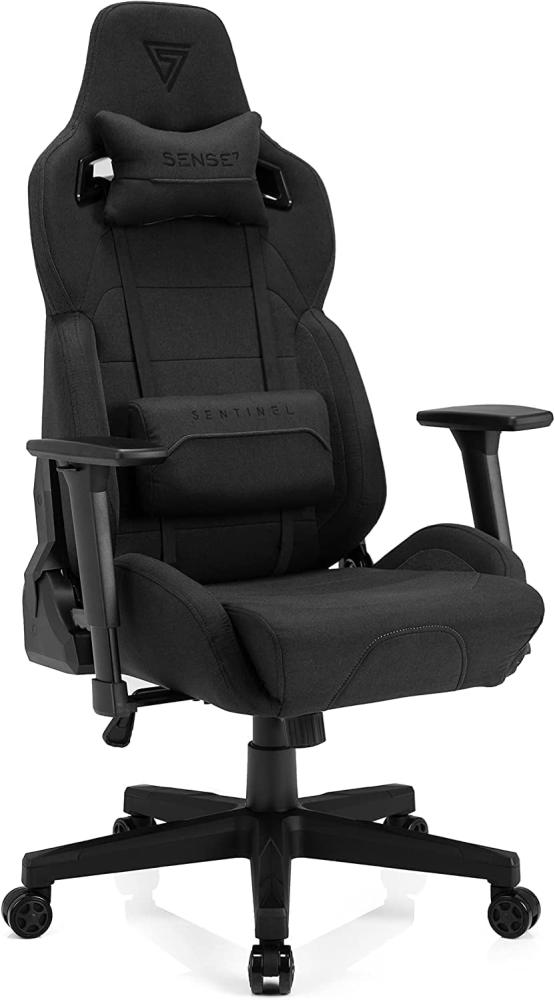 SENSE7 Gaming Stoff Sentinel Bürostuhl Zocker Gamer Ergonomischer Stuhl Armlehne Einteiliger Stahlrahmen Einstellbarer Neigungswinkel Schwarz, 40-48 x 72x59 Bild 1