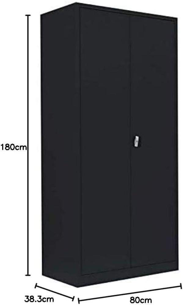 Mehrzweckschrank mit Flügeltüren, 1800 x 800 x 383 mm, RAL 9005/9005 Tiefschwarz Bild 1