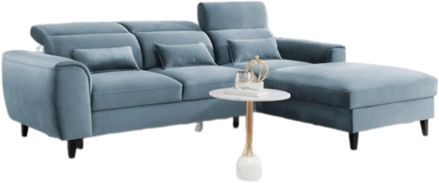 Designer Sofa Forino mit Schlaf- und Klappfunktion Hellblau Rechts Bild 1