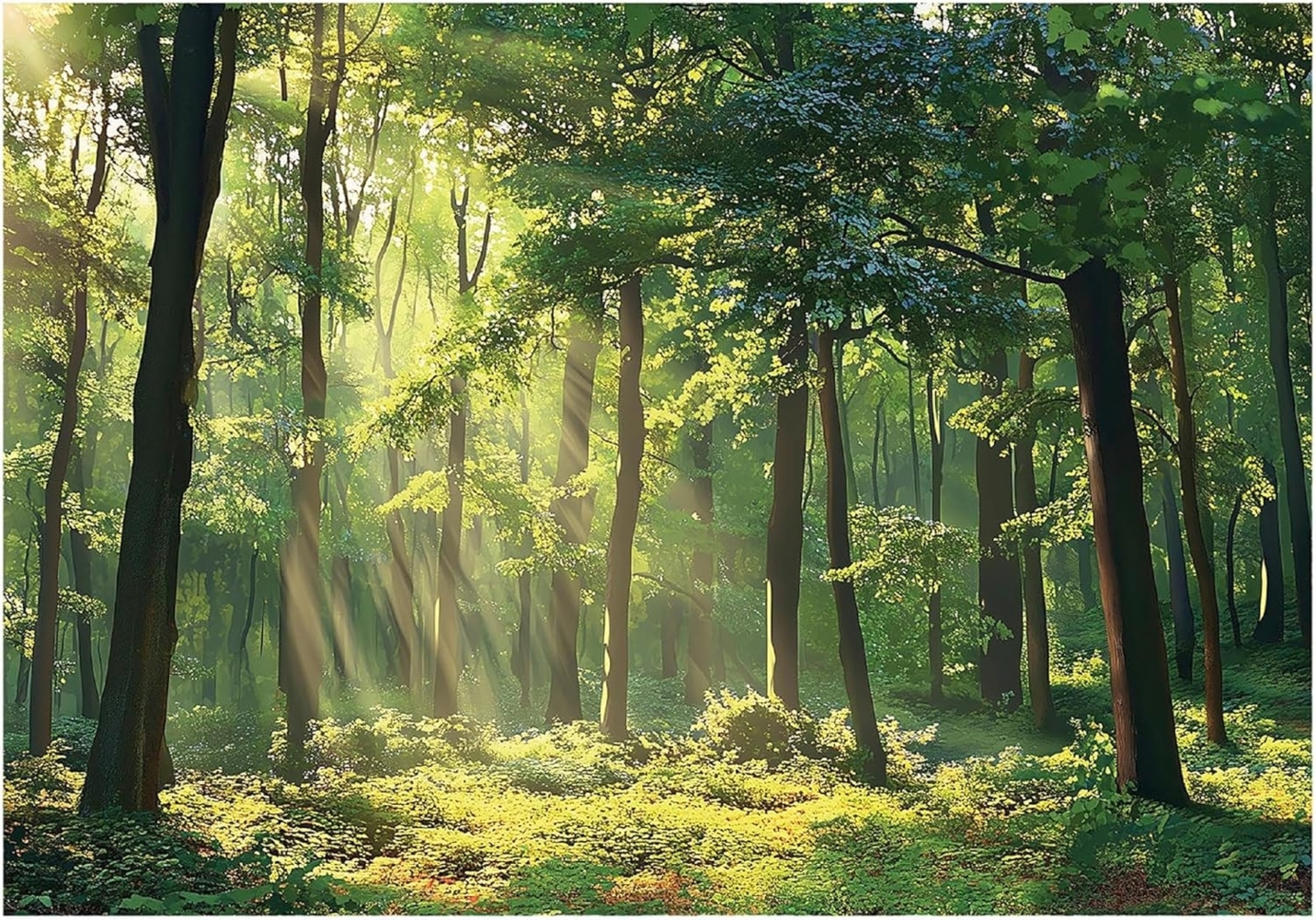 Wallarena Fototapete Wald Natur Landschaft Vlies Tapete Wohnzimmer Schlafzimmer Wandtapete, Glatt Vlies Washable, Wald, (Packung, 8 St, Vlies Fototapete), Vliestapete grün Wohnzimmer Schlafzimmer Küche Tapete + Kleister Bild 1