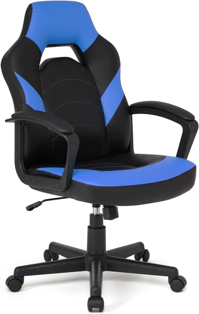 IntimaTe WM Heart Racing Stuhl, Ergonomischer Schreibtischstuhl, Computerstuhl, Gaming Drehstuhl, Racing Bürostuhl, Racing Stuhl für Erwachsene, PU-Leder Kombiniert mit Perforiertem Leder (Blau) Bild 1