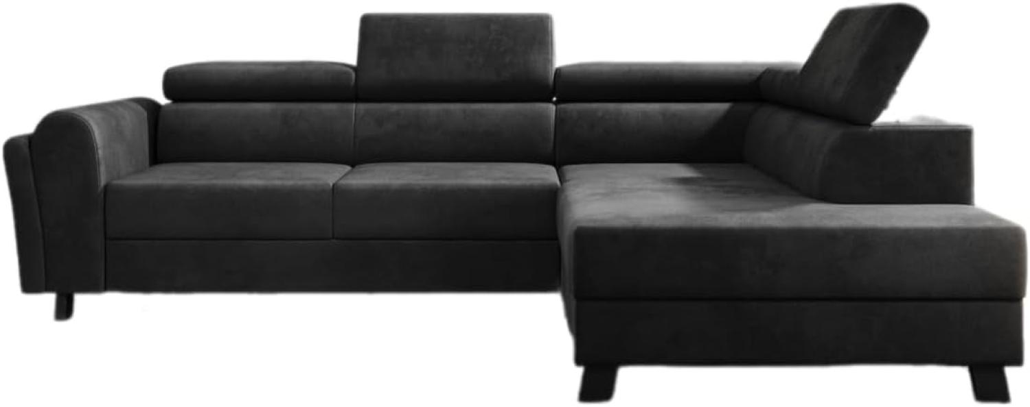 Designer Sofa Kira mit Schlaf- und Klappfunktion Samt Anthrazit Rechts Bild 1