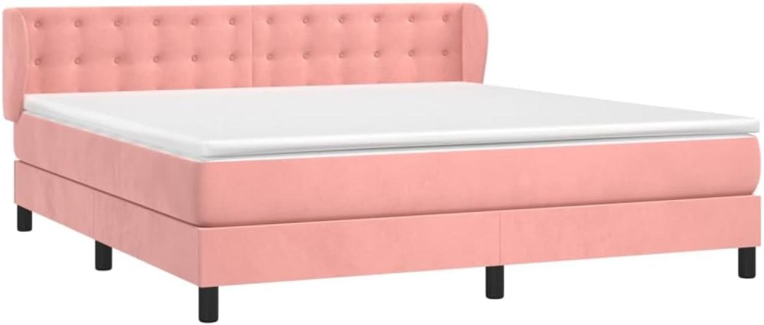 Doppelbett, Polsterbett mit Matratze Samt Rosa 160x200 cm Bild 1