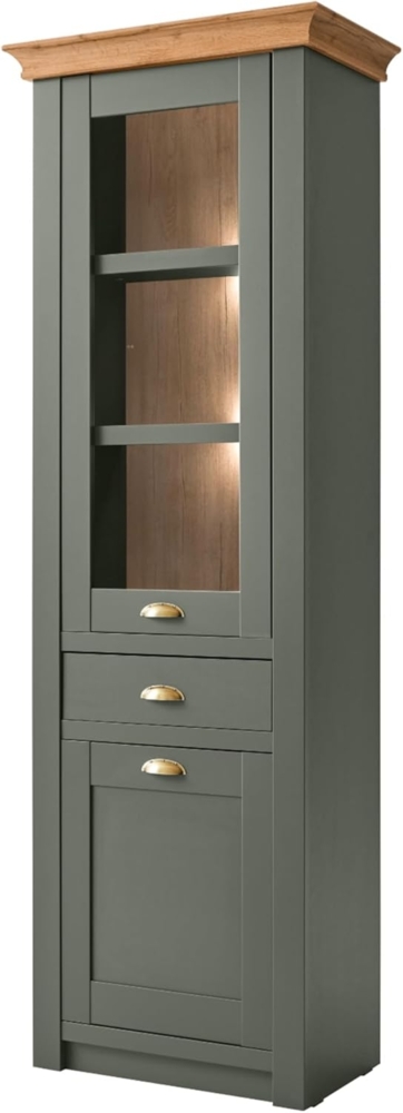 Vitrine Norwich in grün und Eiche 68 x 207 cm Bild 1
