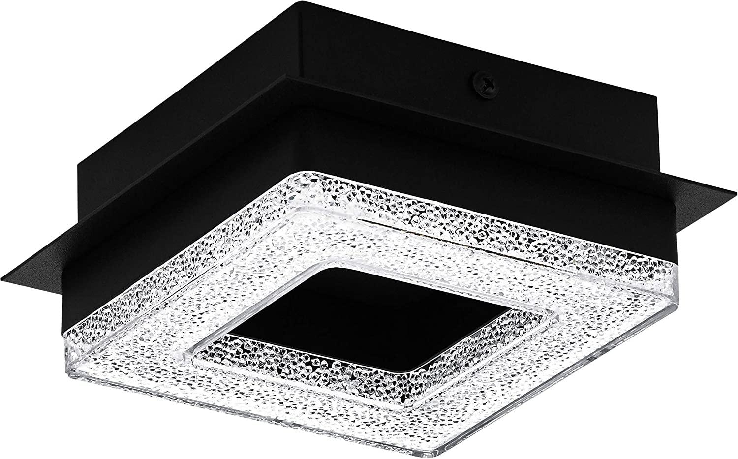 Eglo 99324 Deckenleuchte FRADELO 1 LED 1X4W Stahl, Kunststoff schwarz, Kristall klar L:14cm B:14cm H:6cm 3000K Bild 1