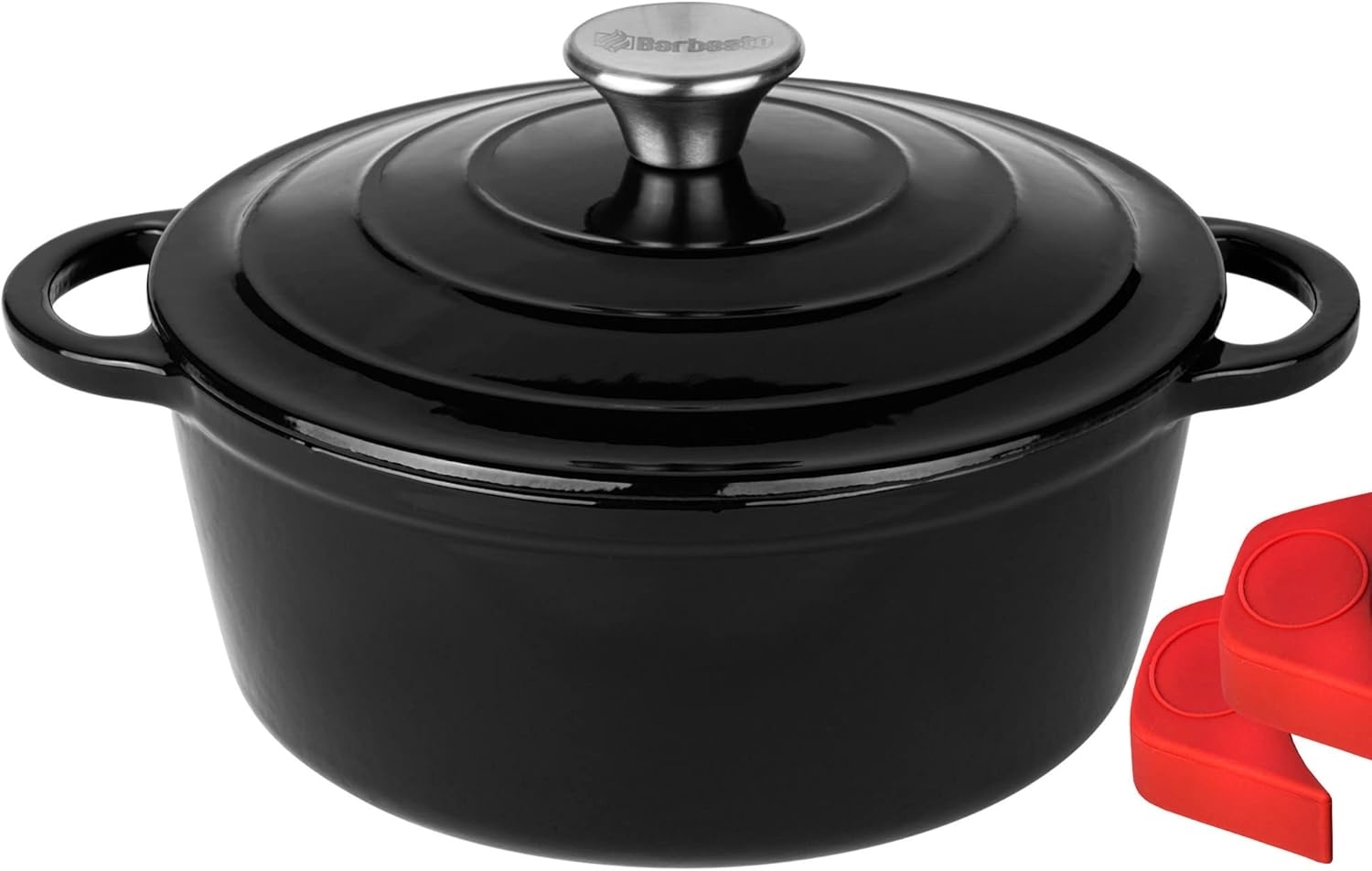 CLP Grilltopf Dutch Oven aus Eisen, emailliert, Silikon-Topflappen Bild 1