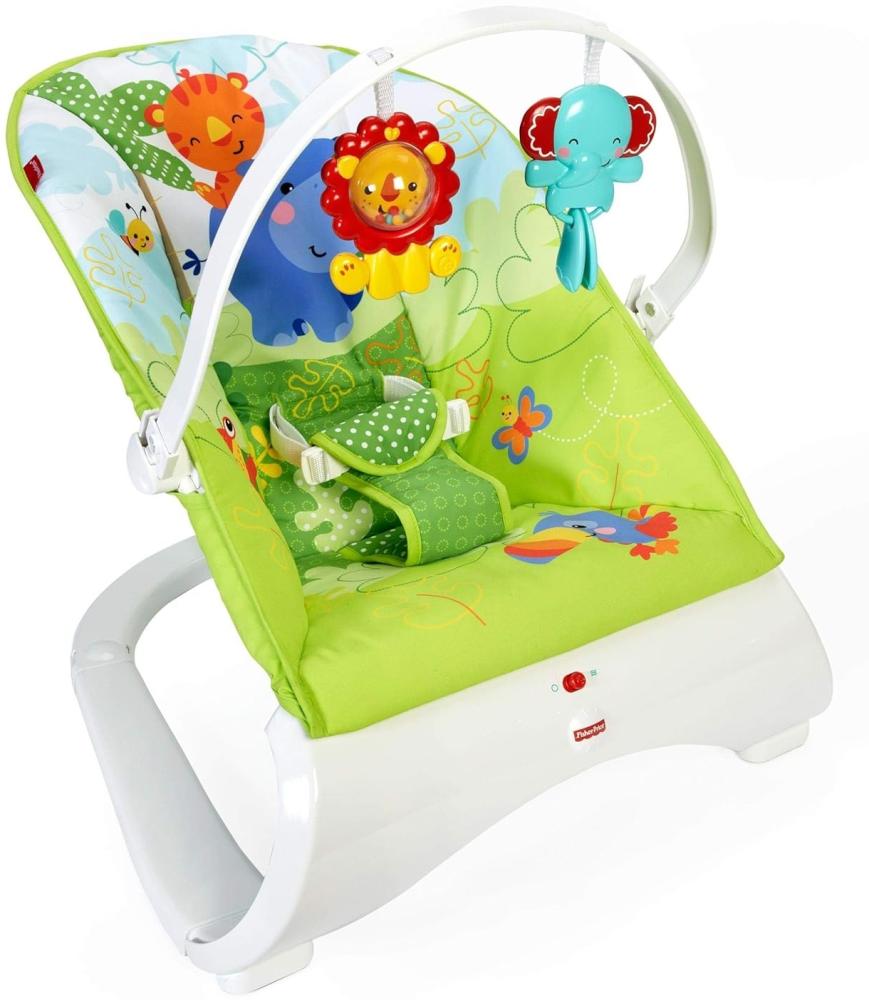 Fisher-Price CJJ79 Comfort Curve Wippe Babyschaukel und Sitz mit, ab nehmbarem Spielbügel inkl. Tierspielzeug, ab 0 Monaten, max. 9 kg Bild 1