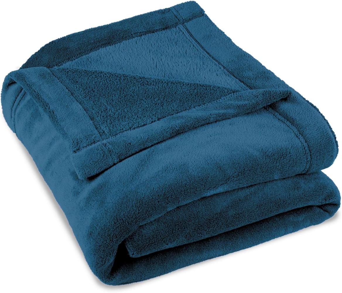 CelinaTex Flauschige Kuscheldecke XXL 220 x 240 cm blau Decke Sofa warm Wohndecke weich Mikrofaser Fleece Oeko-TEX Montreal Bild 1