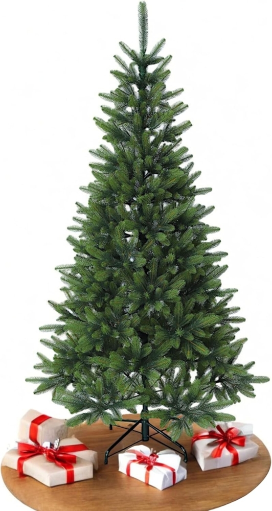 Arnusa Künstlicher Weihnachtsbaum Spritzguss Premium wie echt mit Klappsystem und Tasche Naturgetreu, Edeltanne, tolle Qualität 150 cm Höhe und 1093 Spitzen Bild 1