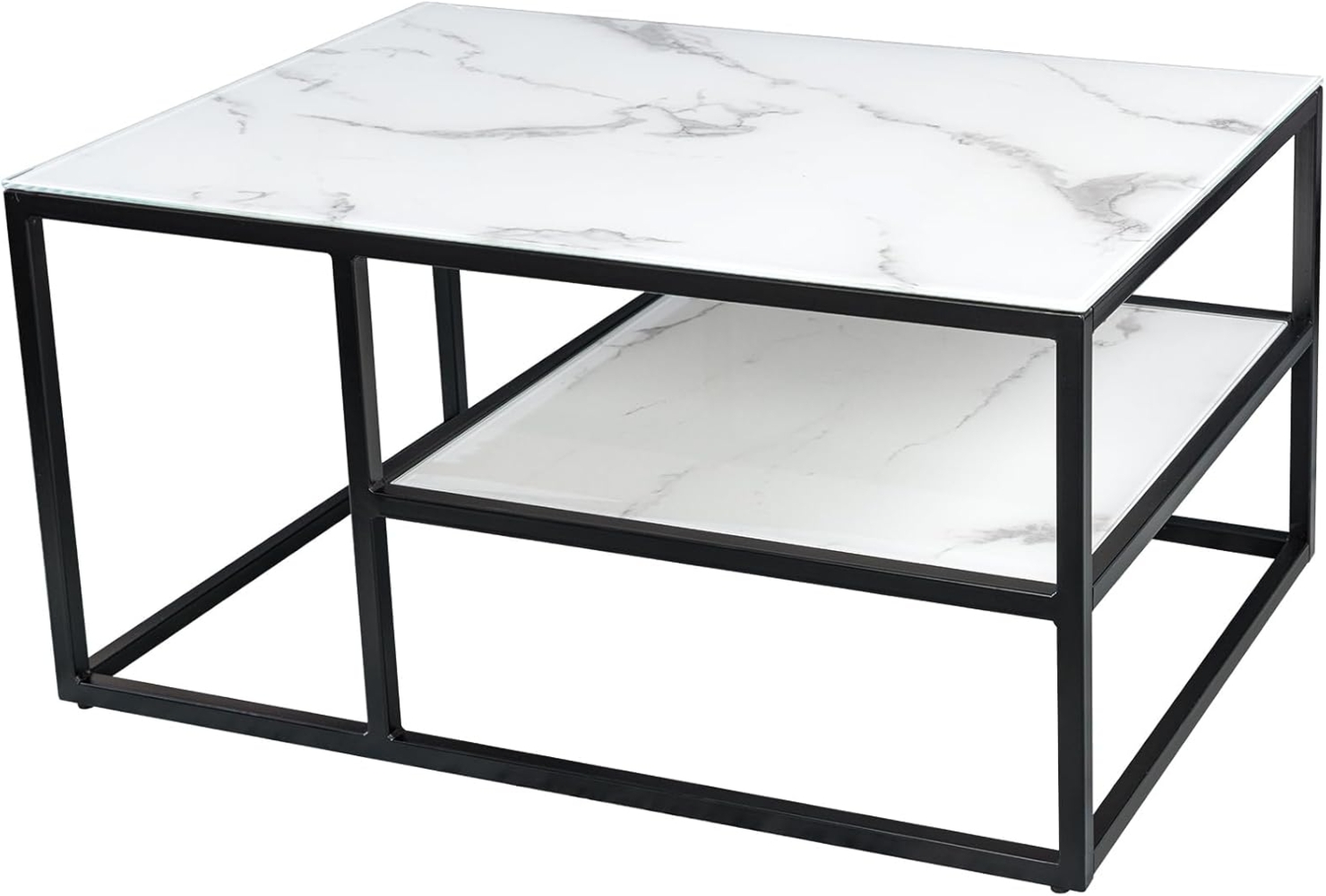 riess-ambiente Couchtisch BOUTIQUE 90cm weiß / schwarz (1-St), Wohnzimmer · Kristallglas · Metall · eckig · Marmor-Dekor · Barock Bild 1