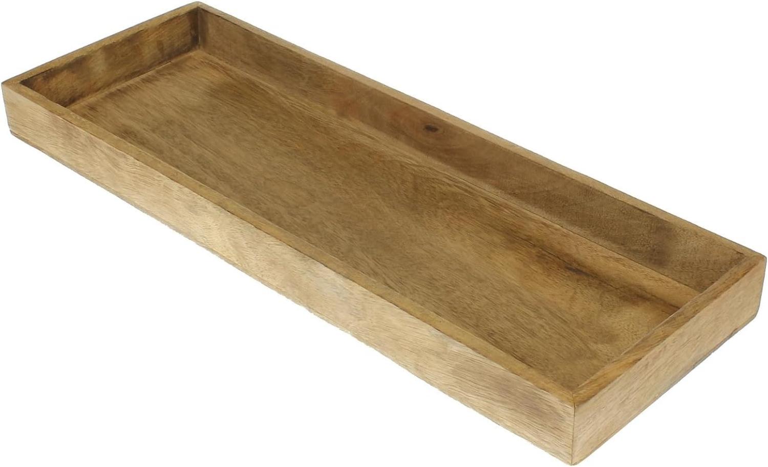 Macosa Home Dekotablett Holztablett Braun 39 cm Dekotablett rechteckig Tablett Tischdeko (Tischdekoration Wohnaccessoire Holzdekoration), Dekoschale eckig modern Holzschale Bild 1