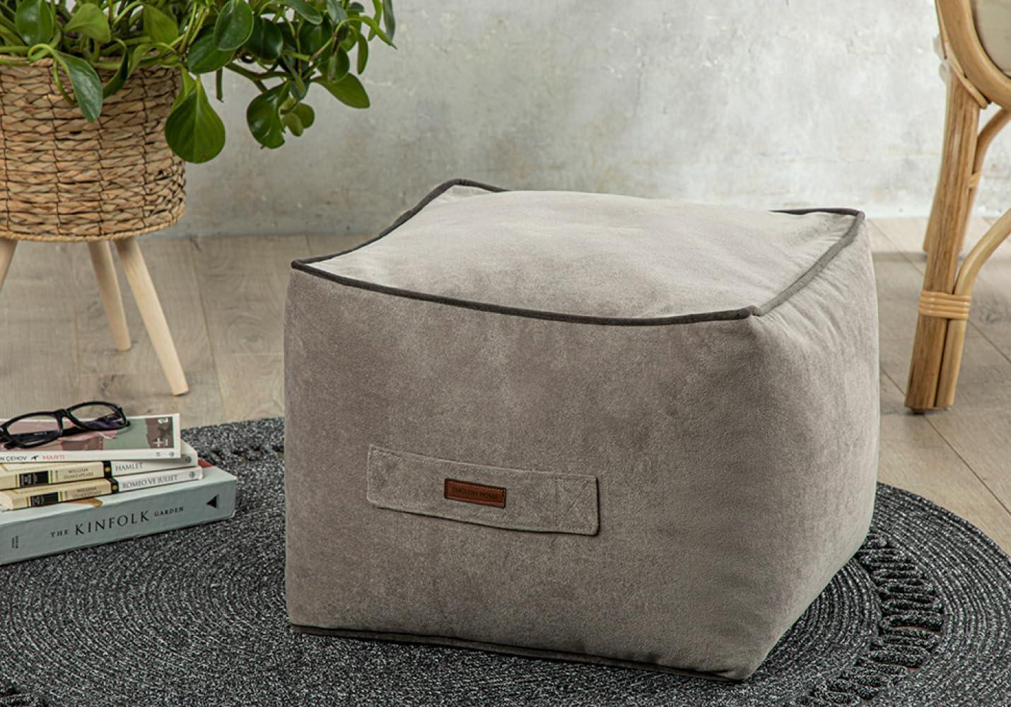 ENGLISH HOME Pouf Hocker | Quadratisch Sitzpouf | Hochwertiger Sitzhocker | Pflegeleichter Sitzpuff | Puff Hocker für Wohnzimmer, Schlafzimmer | Casha, 45x45 cm, Grau Bild 1