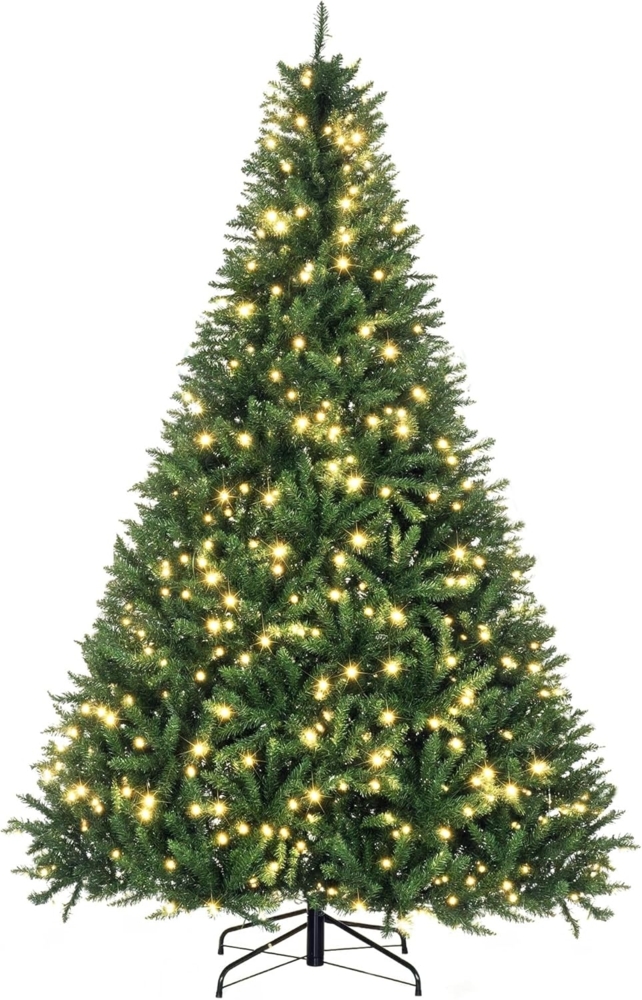 HOMCOM Künstlicher Weihnachtsbaum 210 cm Christbaum mit 2154 Spitzen, 700 LED-Leuchte, Tanne, für Indoor, Weihnachten Deko, Grün Bild 1