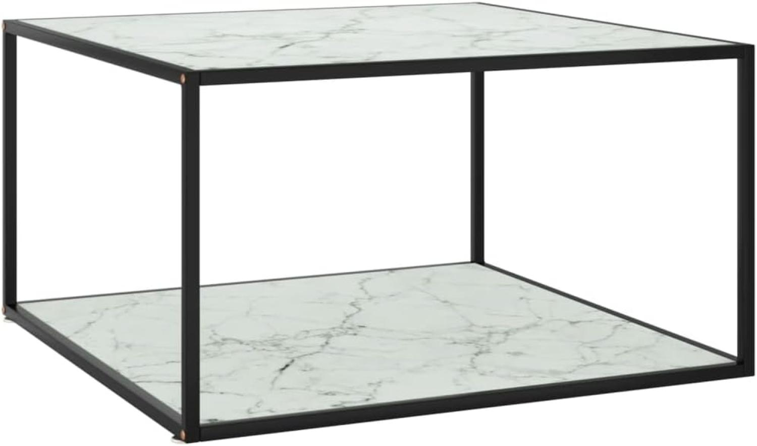 vidaXL Couchtisch Schwarz mit Weißem Glas Marmor-Optik 90x90x50 cm 322913 Bild 1