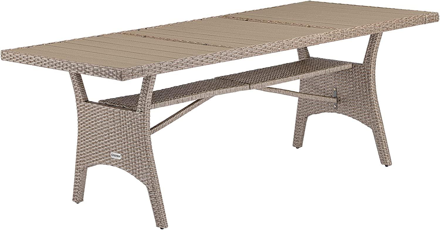 Casaria Gartentisch (1-St), Polyrattan 190x90x74cm mit Ablage WPC-Tischplatte Höhenverstellbar Bild 1