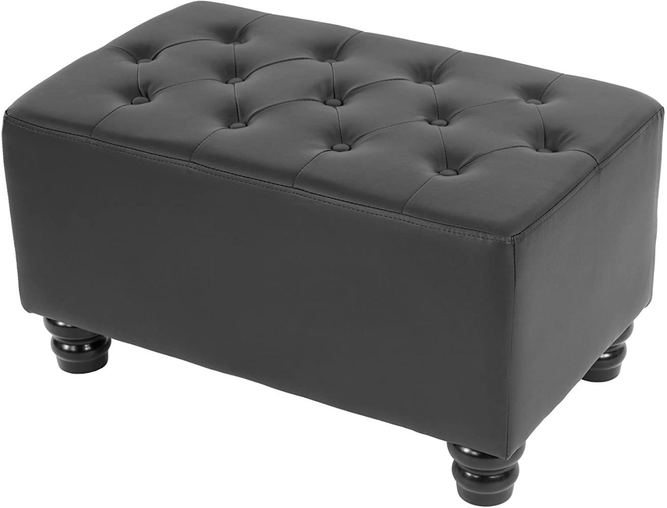 Luxus Ottomane Sitzhocker Chesterfield 41 x 75 x 46 cm Kunstleder ~ runde Füße, schwarz Bild 1