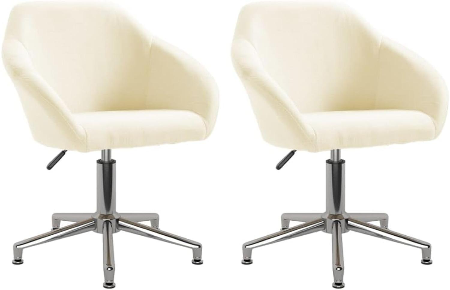 vidaXL Esszimmerstühle 2 Stk. Drehbar Creme Stoff, Drehbar [330523] Bild 1