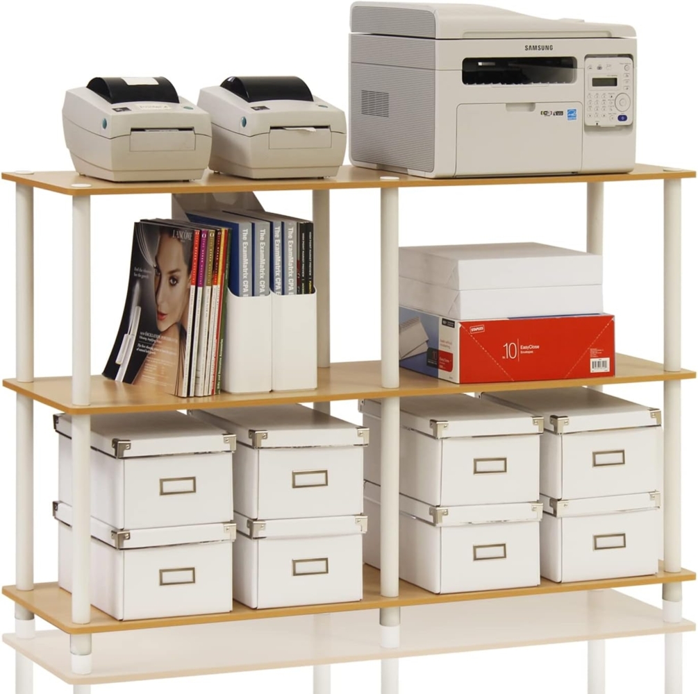 Furinno 3-Ebenen Mehrzweck-Regal, holz, Buche/Weiß, 29. 46x29. 46x74. 93 cm Bild 1