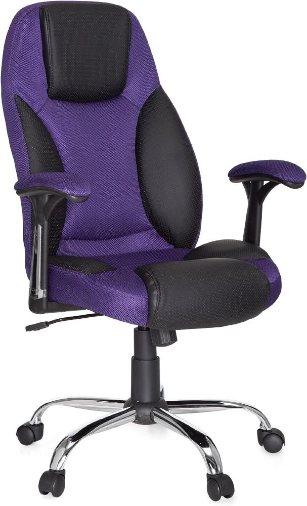 AMSTYLE Bürostuhl IMOLA Lila Kunstleder gepolstert Schreibtischstuhl X-XL Chefsessel 120 KG Drehstuhl mit Armlehnen Drehsessel höhenverstellbar Wippfunktion hohe Rückenlehne mit Kopfstütze Hochlehner Bild 1