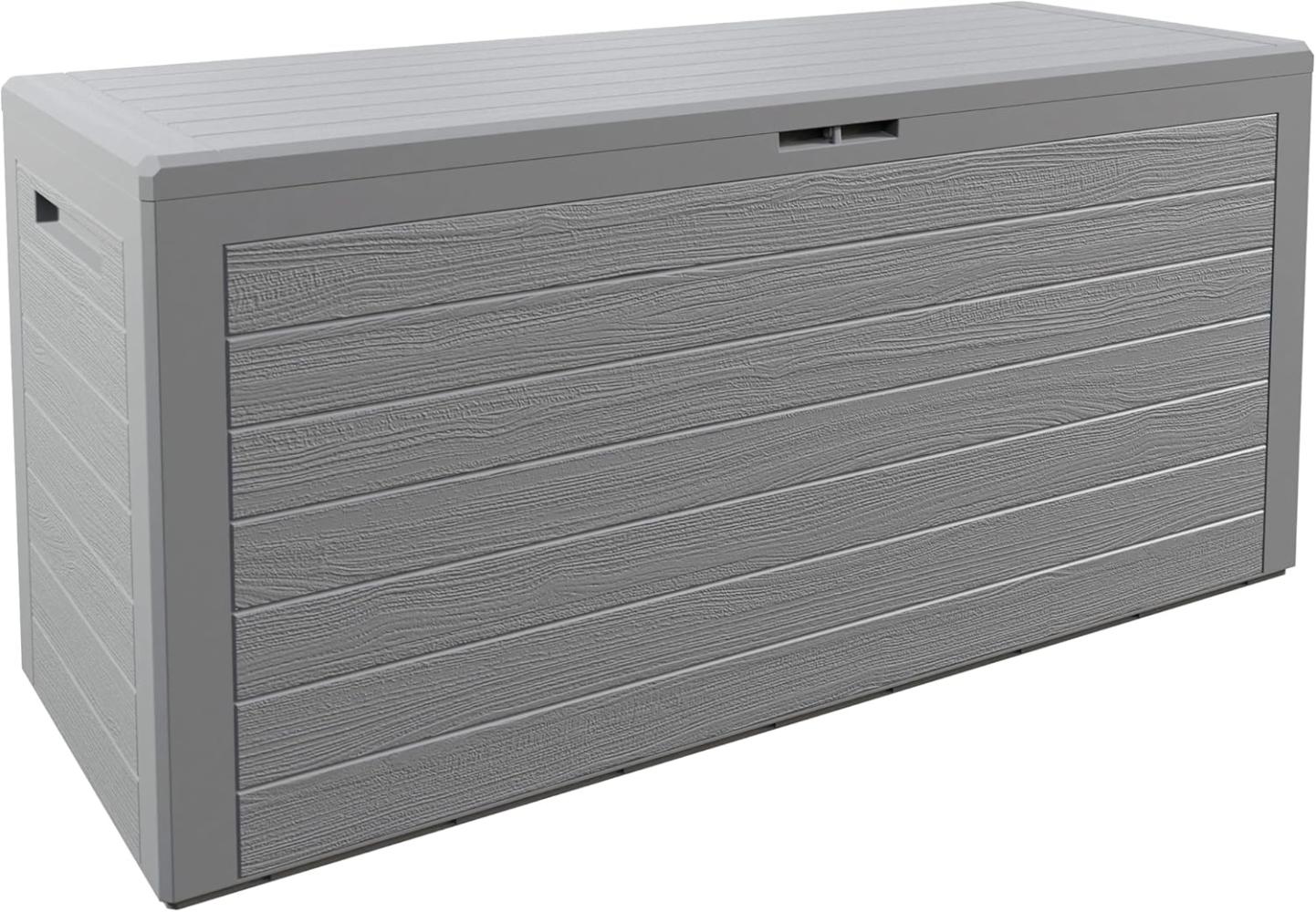 Deuba® XXL Auflagenbox 280L Wetterfest UV-beständig Deckel Abschliessbar Garten Balkon 120x46x57cm Gartentruhe Gartenbox Truhe Holz Optik Grau Bild 1